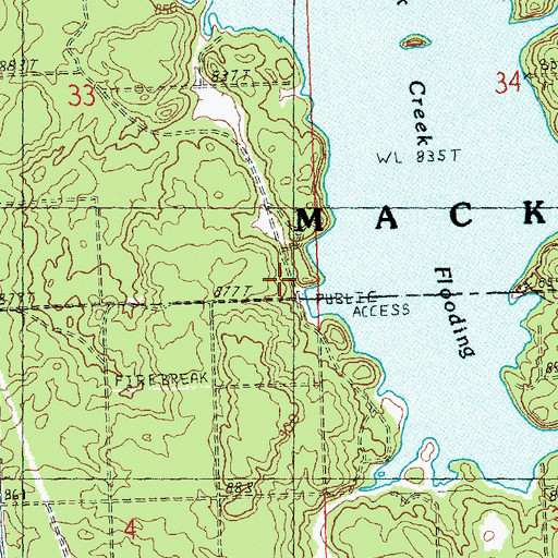 Topographic Map of Tomahawk Creek Flooding State Forest Campground, MI