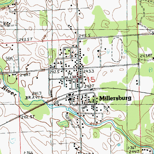 Topographic Map of Millersburg Post Office, MI