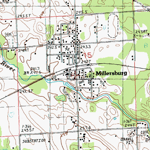 Topographic Map of Millersburg United Methodist Church, MI