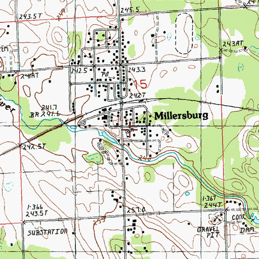 Topographic Map of Millersburg Elementary School, MI