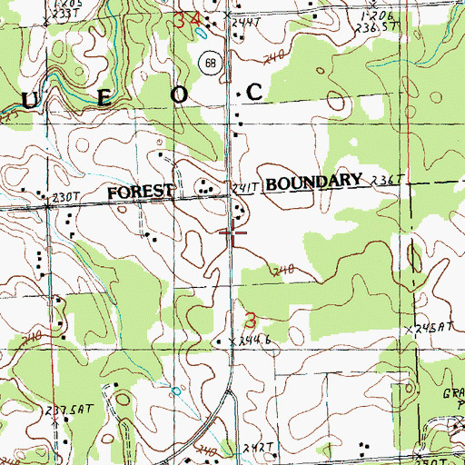 Topographic Map of Ocqueoc Baptist Church, MI