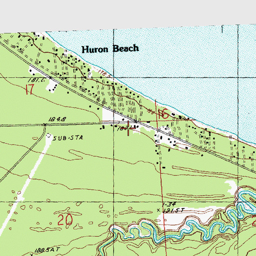 Topographic Map of Ocqueoc - Bearinger Fire Department, MI
