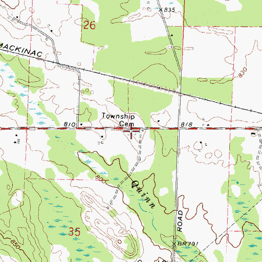 Topographic Map of Bismarck Township Cemetery, MI