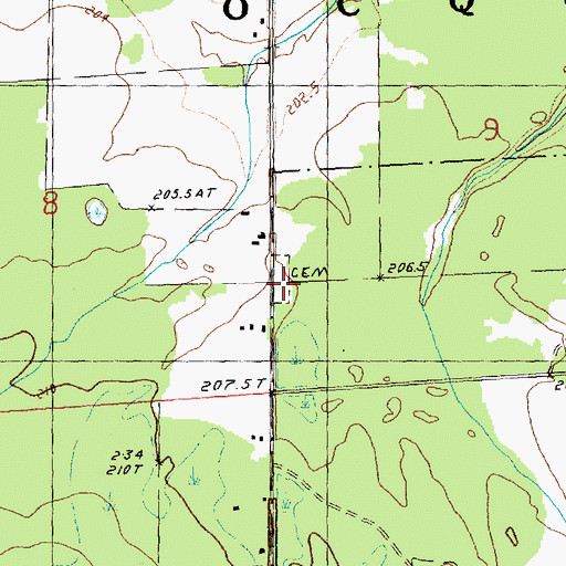 Topographic Map of Trinity Lutheran Cemetery, MI