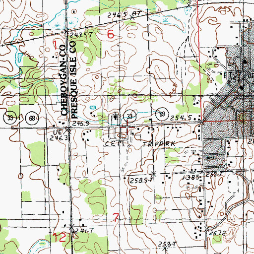 Topographic Map of Saint Paul's Catholic Cemetery, MI