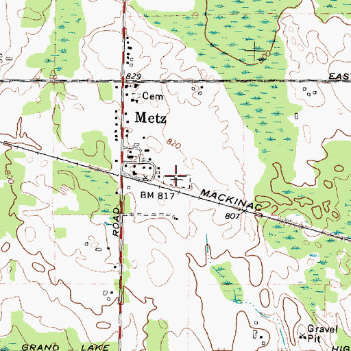 Topographic Map of Saint Dominic's Catholic Cemetery, MI