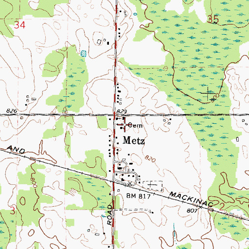 Topographic Map of New German Lutheran Cemetery, MI