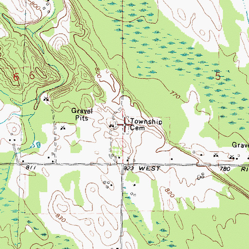 Topographic Map of Belknap Township Cemetery, MI