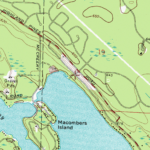 Topographic Map of Burnham's Landing Historical Marker, MI