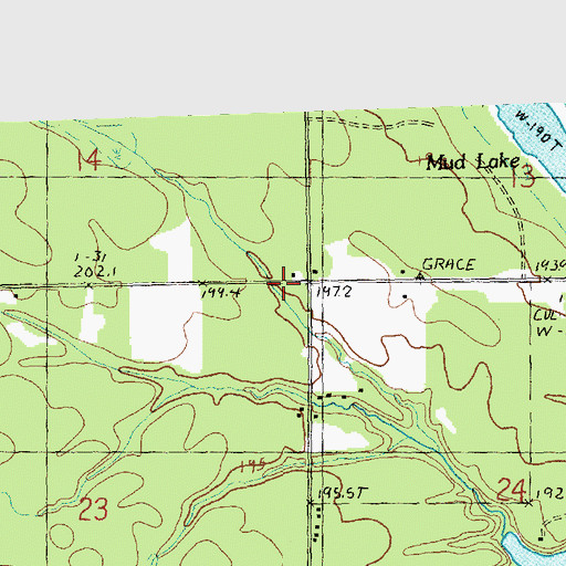 Topographic Map of Bearinger Union School Historical Marker, MI