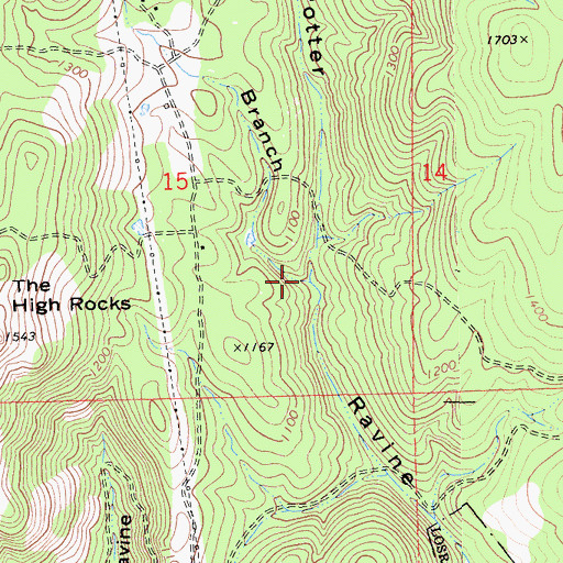 Topographic Map of West Branch Potter Ravine, CA