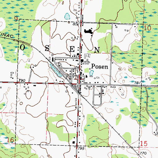 Topographic Map of Presque Isle Electic Cooperative Monument Historical Marker, MI