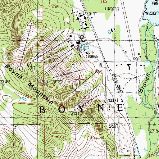 Topographic Map of Idiot's Delight Ski Trail, MI