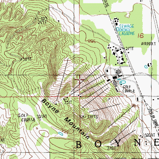 Topographic Map of Boyneland Ski Trail, MI