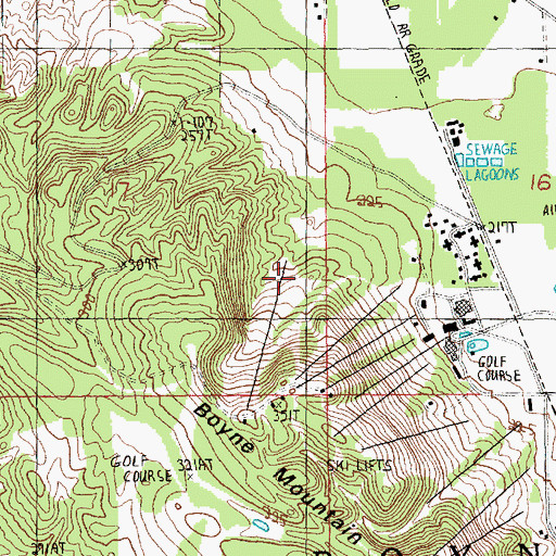 Topographic Map of Kunkle's Cut Ski Trail, MI