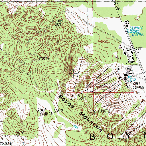 Topographic Map of Grice's Way Ski Trail, MI