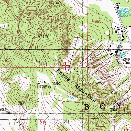 Topographic Map of Campbells Alley Ski Trail, MI
