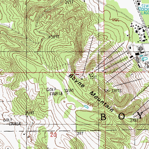 Topographic Map of Audei's Alley Ski Trail, MI
