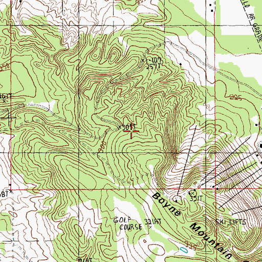 Topographic Map of Donna's Delight Ski Trail, MI