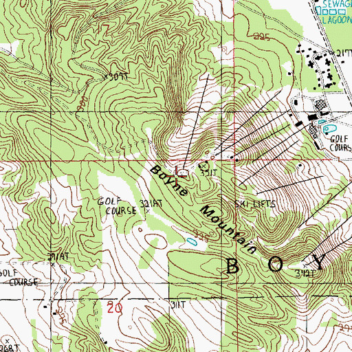 Topographic Map of Johnny Mac Ski Trail, MI