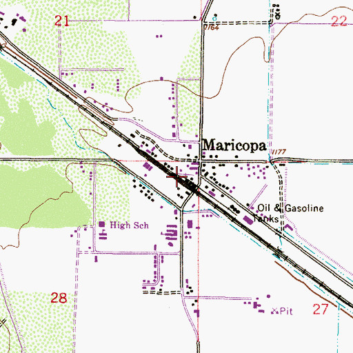 Topographic Map of Maricopa Railroad Station, AZ