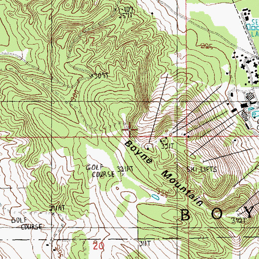 Topographic Map of Shepherd's Trail Ski Trail, MI