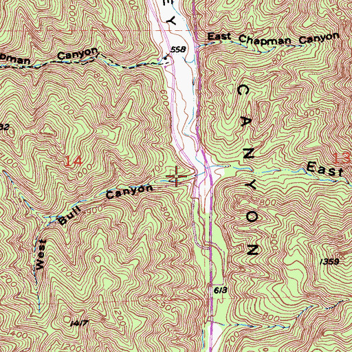 Topographic Map of West Bull Canyon, CA
