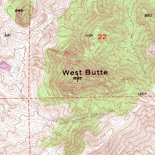Topographic Map of West Butte, CA
