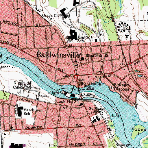 Topographic Map of Baldwinsville Village Hall, NY