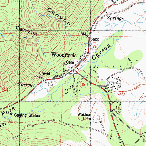 Topographic Map of West Carson Canyon, CA