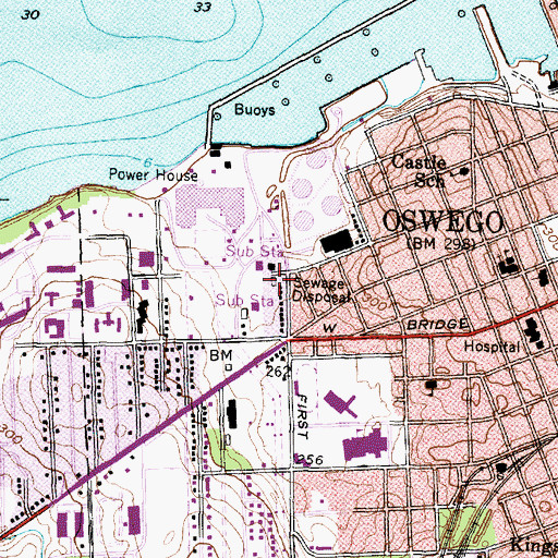 Topographic Map of City of Oswego Sewage Disposal Plant, NY