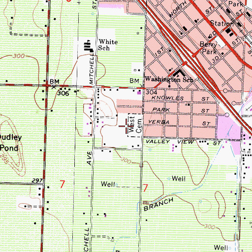 Topographic Map of West Cemetery, CA