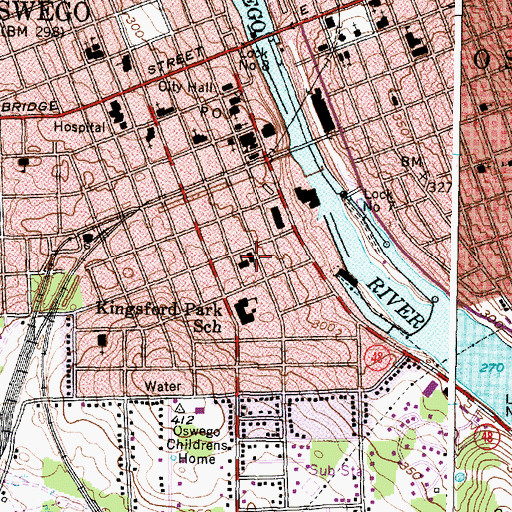 Topographic Map of Saint John's Roman Catholic Church, NY