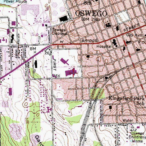 Topographic Map of Oswego High School, NY