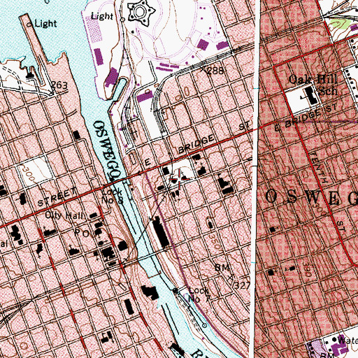 Topographic Map of Oswego County Court House, NY