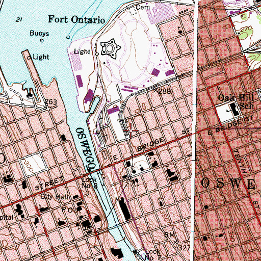 Topographic Map of Oswego Fire Department, NY