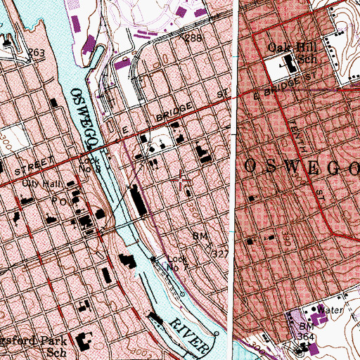Topographic Map of Oswego Historical Society, NY