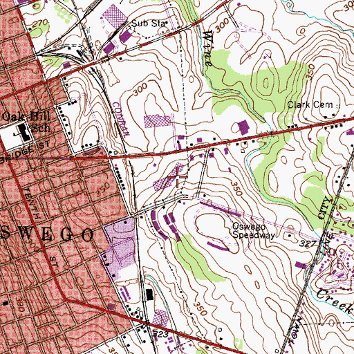 Topographic Map of Oswego Plaza Shopping Center, NY