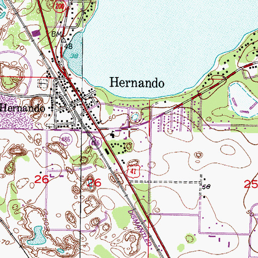 Topographic Map of First Baptist Church, FL