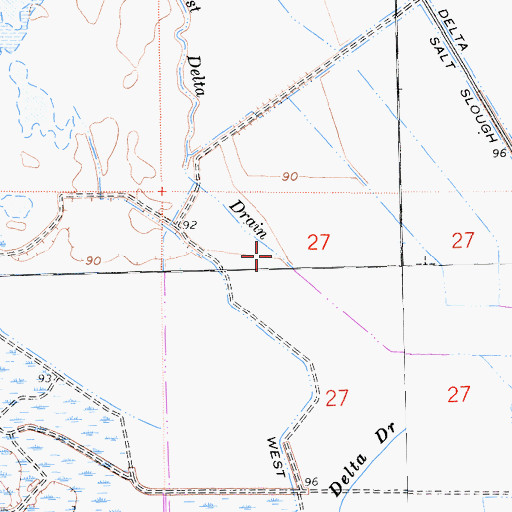 Topographic Map of West Delta Drain, CA