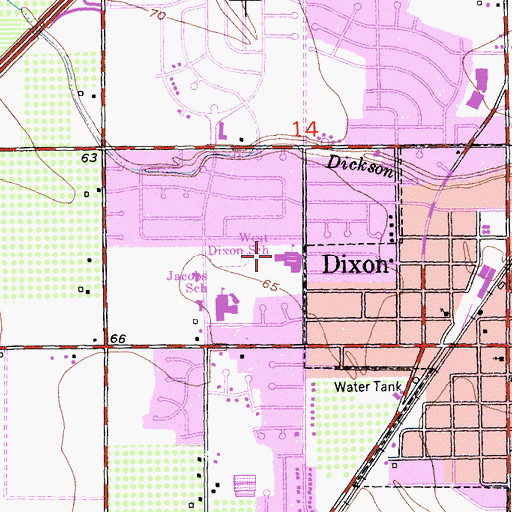 Topographic Map of Silveyville Primary School, CA