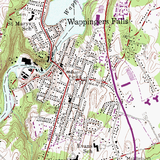 Topographic Map of United Methodist Church of Wappingers, NY