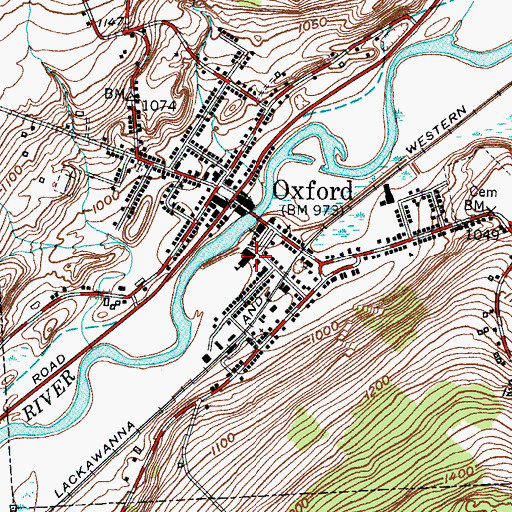 Topographic Map of Oxford Academy And Central School, NY