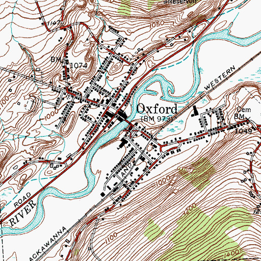 Topographic Map of Oxford Memorial Library, NY