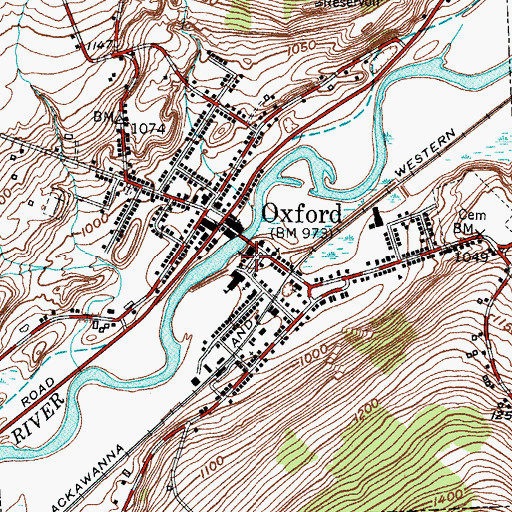 Topographic Map of Oxford Baptist Church, NY