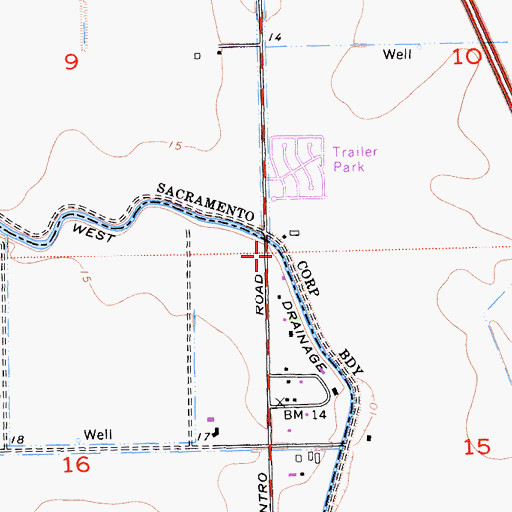 Topographic Map of West Drainage Canal, CA