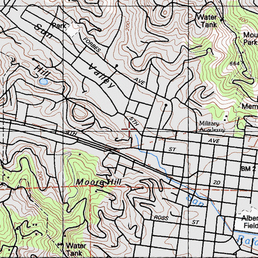 Topographic Map of West End School, CA