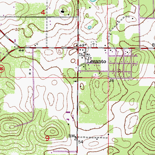 Topographic Map of First Baptist Church of Lecanto, FL