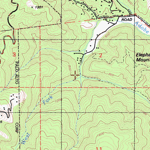 Topographic Map of West Fork Adobe Creek, CA