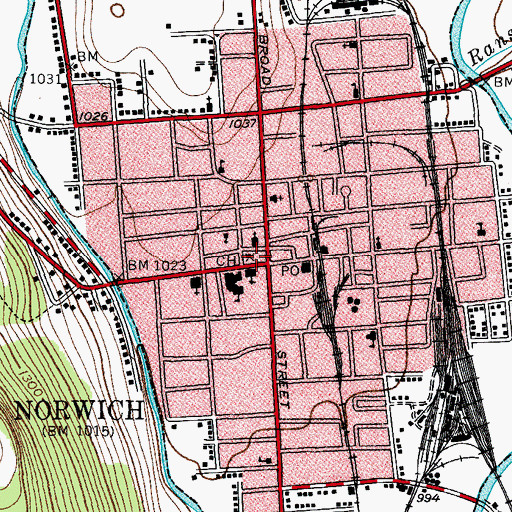 Topographic Map of Chenango County Court House, NY